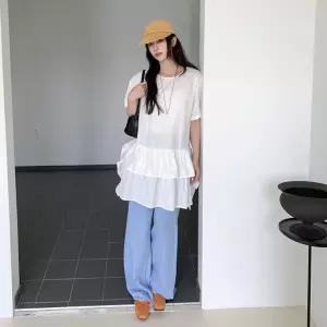 데이트룩 여성 캉캉 프릴 반팔 미니 원피스 여행코디