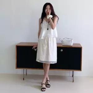 출근룩 여성 플라워 자수 미디스커트 플리츠스커트
