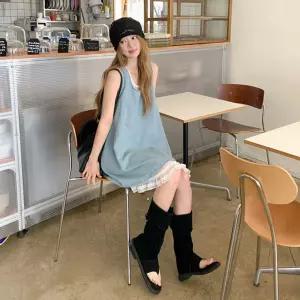 데일리 여성 민소매 데님 미니 원피스 데일리스타일