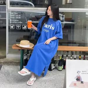 사계절 여성 파리스 반팔 롱원피스 베이직한디자인