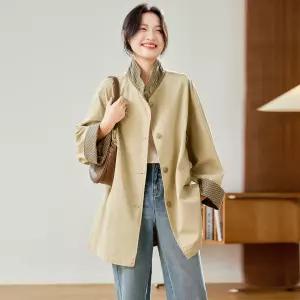 여자코트 캐주얼 봄가을 코트 중기장 패션 트렌치코트 스탠드넥 심쿵마켓