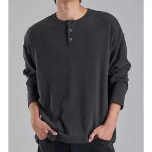 매장정품BUTTON SEOUL 버튼서울 BUTTON EcoCosy 헨리넥 니트 티셔츠 (다크 그레이) 3379 25FA 1718803