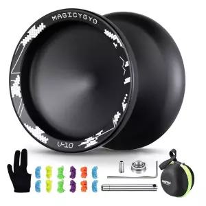 MAGICYOYO V10 핑거 스핀 요요 프로페셔널 메탈 트릭 반응성 및 무반응성 이중 목적 보관 케이스 포함 + 글