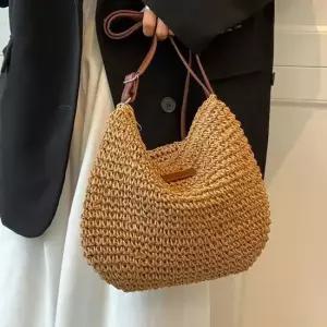 내추럴 라탄 호보 숄더백 빈티지 우드 비치백 토트백 라탄백 호보백 여름가방 바캉스룩