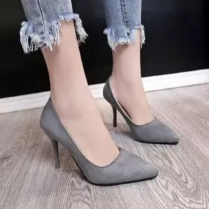 여성 데일리 스웨이드 뾰족코 펌프스 하이힐 여성로퍼