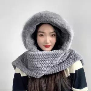 따뜻한 후드목도리 겨울 여자 보온 스트랩 목걸이머플러 귀달이목도리 후드머플러