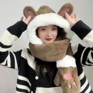 귀여운 겨울 후드 머플러 방한 여성 따뜻한 목도리 모자목도리 겨울후드머플러