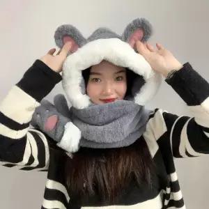 따순토끼 소녀 겨울후드목도리 후드형 머플러 겨울목도리 후디머플러 일체형목도리