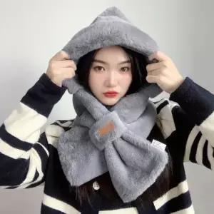 소프트퍼 방한털 모자 머플러 편안한 털 목도리 따뜻한 방한 후드머플러 후디머플러