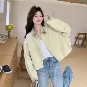 엘럽 여사친 청 봄 코트 재킷 체크 상의 칼라 박템1