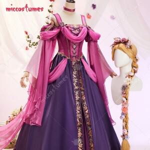 Miccostumes 여성용 긴 머리 공주 중세 드레스 화환 장식 및 흔들리는 할로윈 코스프레 의상