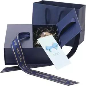 리본 자석 상자 선물 포장 책 큰 남자친구 생일 (블루 M) Blue L