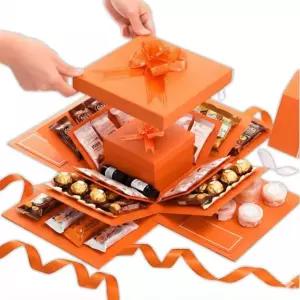 스야사와 선물 상자 캔디 서프라이즈 용기 포장 박스 생일 팝업 (오렌지 단 것 금지) orange No sweets