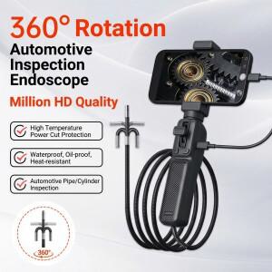 6mm/8mm 360 ° 관절형 내시경 카메라 2MP HD 내시경(LED 조명 검사 포함) 안드로이드 iOS 폰용 파이프 수