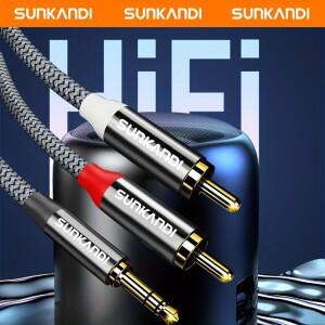 SUNKANDI RCA-3.5mm 오디오 케이블 스마트 호환폰 MP3 태블릿 스피커 HDTV용 3.5mm-2 RCA 남성-남성 스테레