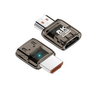 2pcs HDMI 호환 남성-2.1 여성 UHD 확장 변환기 어댑터 투명 스마트 호환 LED 조명 지원 8K 60hz 48Gbps HD