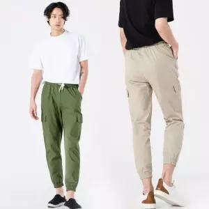 남성 캐주얼 여름바지 허리밴딩 린넨 카고 조거팬츠 마바지 스판 스판면바지 (W8CB2D5)