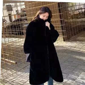 카라자켓 여성아우터 루즈핏 페이크퍼 롱코트 자켓
