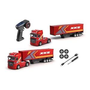 Wltoys 6408 RC카 미니 합금 4륜 구동 컨테이너 트럭 드리프트 레이싱 2.4G 무선 조종 트랙터 트레일러 모