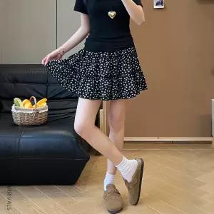 블랙 부스스 플라워 케이크 스커트 여자 여름 뚱뚱 mm 날씬해 보이는 키 가랑이 큰 사이즈 a자 반신