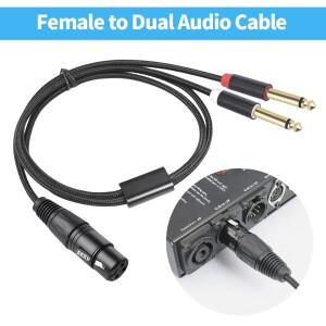 1/2/3M XLR 암 커넥터 - 듀얼 1/4인치 Y 스플리터 케이블 3핀 모노 6.35mm TS 남성 마이크 믹서용