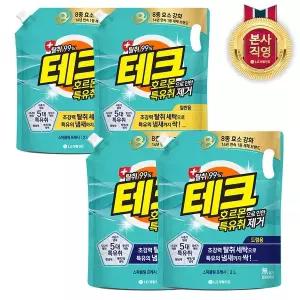 [주연테크][TV]테크 호르몬 특유취 제거 실내건조 액체 2L 리필 x 4개 (일반/드럼 중 택1)
