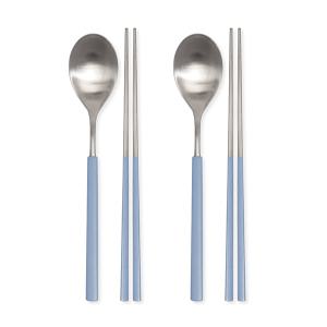 라온누리 스크래치 없는 보테 올스텐 컬러 수저세트 블루그레이 2벌, 1개