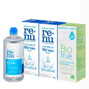 바슈롬 리뉴 후레쉬 500ml x 2개 + 바이오트루 500ml x 1개 소프트 렌즈 세척액