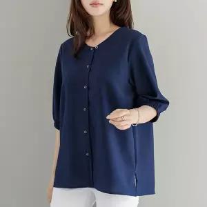 (~110size)폴리마린넨V넥블라우스 TBE3281