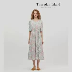 [Thursday Island] 브이넥 콩단추 원피스(T234MOP263W)