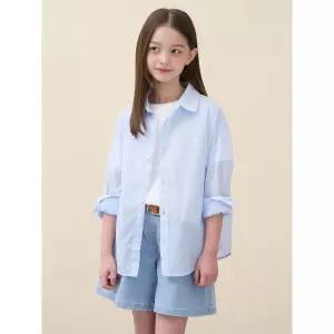 [BEANPOLE KIDS] 스트라이프 오버핏 시어 셔츠  스카이 블루 (BI6364U01Q)