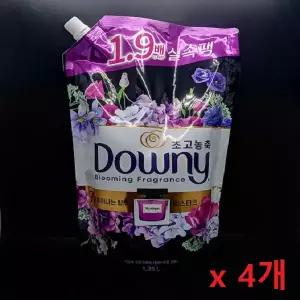 다우니 퍼퓸 생화향기 초고농축 섬유유연제 블랙 미스티크 리필 1.35L x 4개