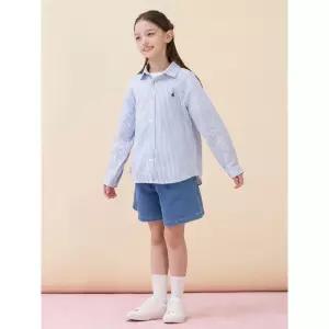 [BEANPOLE KIDS] 린넨폴리 혼방 스트라이프 셔츠 - 블루 (BI6364U02P)