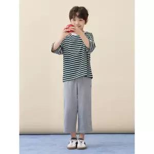 [BEANPOLE KIDS] 7부 스트라이프 상하세트  그린 (BI6341U01M)