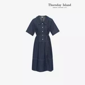 [Thursday Island] 반소매 데님 원피스(T244MOP634W)