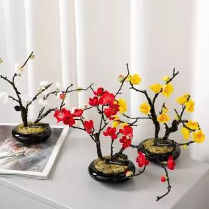 아트박스/플라워트리 매화 조화 센터피스 프리미엄 수반 set 35cm 4컬러