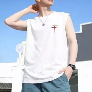 영문 레터링 포인트 여름 나시 티셔츠 ON-TS5-QWFNH0J3
