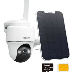 REOLINK 2K+ 4G LTE 셀룰러 보안 카메라 무선 실외, 360 팬틸트, WiFi 태양광 전원 없음, 5MP 컬러 야간 투시, 스마트 AI 감지, Sim+32GB SD 카드 포함, Go PT Plus+태양광 패널
