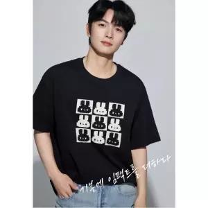 에클렛 712 픽셀토끼 20수 남녀공용 오버핏 그래픽 프린팅 반팔티