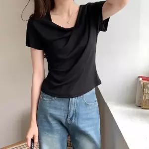 [코코블랑] 그리즈 드레이프 반팔 티셔츠