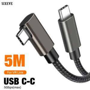 VR 링크 오큘러스 퀘스트 2 메타 3 피코 네오 4 소니 PS4 PS5 엑스박스 PC용 5M 길이 USB 타입 A/C to C 케