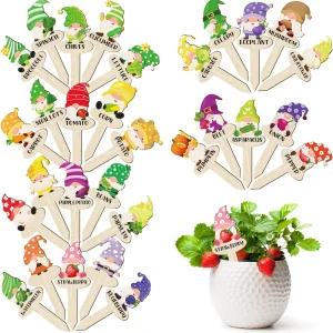 Qunclay 30pcs Gnome 식물 마커 재미있는 나무 정원 라벨 T형 꽃용 가꾸기 선물용 야외 스테이크 용품