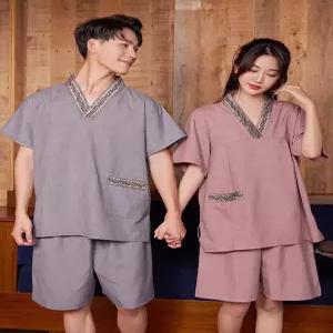 황토 찜질방옷 세트 순면 사우나복 찜질복 개량한복