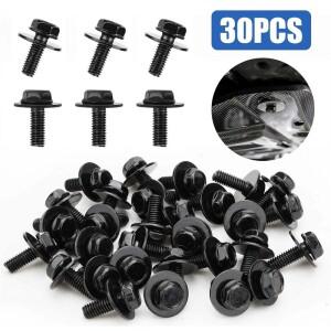 헥스 헤드 트랜스미션 팬 볼트 M6 X 1.0 30개 17mm 볼트(18mm 와셔 포함) OE 11508930 기어박스 오일 배출