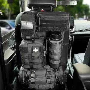 ST SoleMe.Tc 카시트 백 오거나이저 5개의 수납 파우치가 있는 유니버설 MOLLE 시스템 패널 자동차 SUV