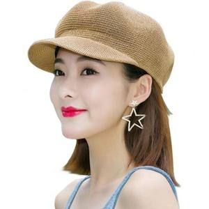 베레모 중년 남자 울 헌팅캡 여성 여름 빨대 뉴스보이 캡 통기성 메쉬 팔각 태양 모자 비