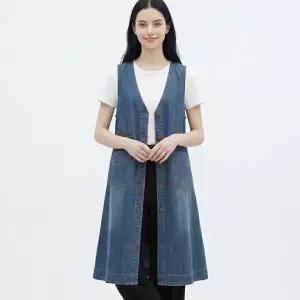 KARRA 오픈버튼롱데님베스트_A6M0055
