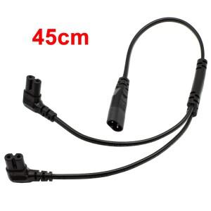 IEC 320 C8 남성-듀얼 C7 직각 여성 Y형 분배 전원 케이블 1개  2핀 8자형 남성-2개 45CM