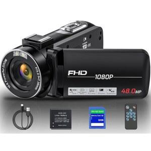 OLESIT 1080P 캠코더 비디오 카메라 풀 레코더, 48MP 3.0인치 1개 스크린 32GB 배터리 리모컨, 및 포함 디지털 SD 카드 16X 블로깅 유튜브 IPS HD
