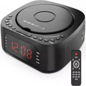 리모컨이 KUEPhOM CD 플어 알람 시계 CD/MP3 블루투스 스피커가 FM 라디오 USB 충전기 침실 이중 디밍